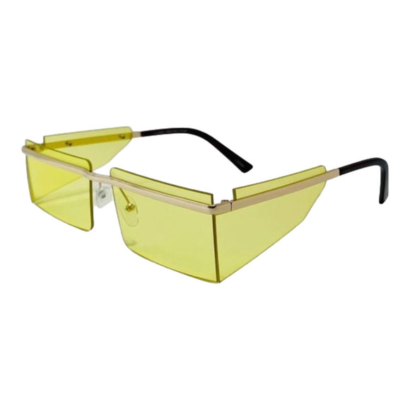 6113 | Yellow Rectangle Sunglasses - Picture 3 of 5